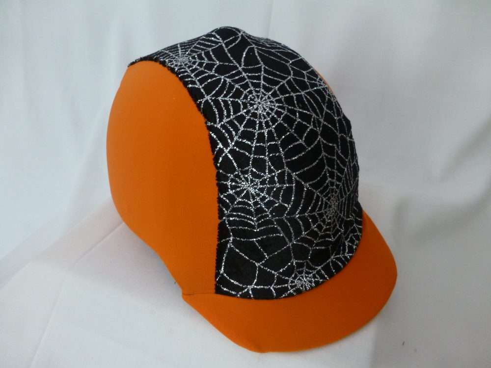 Orange & Silver Spiderwebs Helmet Cover