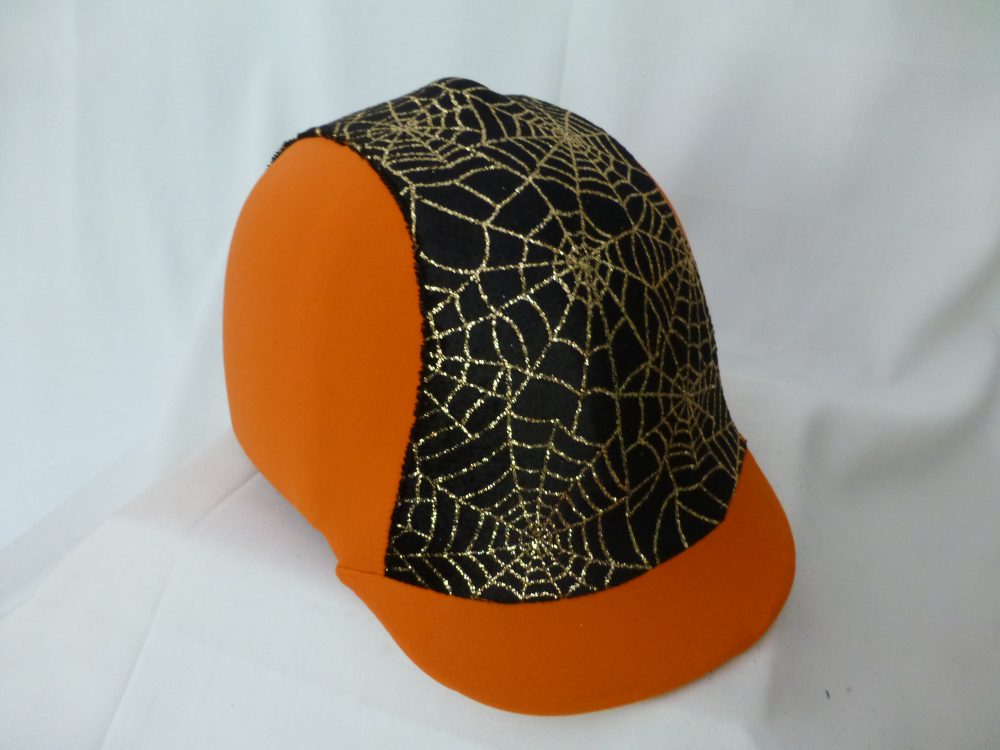 Orange & Gold Spiderwebs Helmet Cover