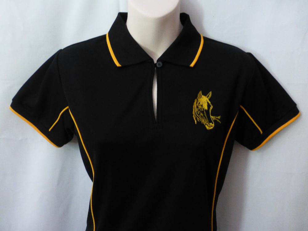 black polo shirt with yellow horse